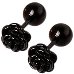 Stainless Steel Ear Piercing Jewelry 316L Stainless Steel Flower black ionic 7.5mm 6mm Sold By Lot