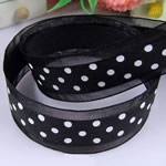 Chiffon with round spot pattern black 25mm Length 75 Yard Sold By Lot
