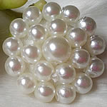 Kunststoff Perlen Ösenknöpfe, Blume, weiß, 30mm, 30PCs/Tasche, verkauft von Tasche