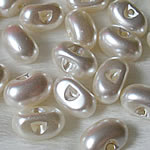Akryl Shank Knapp, Bean, godis stil, vit, 8x12mm, 100PC/Bag, Säljs av Bag