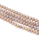 Knap ferskvandskulturperle Beads, Ferskvandsperle, Rondelle, lyslilla, 6-7mm, Hole:Ca. 0.8mm, Solgt Per 15 inch Strand