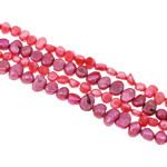 Cultured Potato Freshwater Pearl Beads, natural, fuchsia pink, 5-6mm, Hole:Approx 0.8mm, Length:14.5 Inch, 10Strands/Bag, Sold By Bag