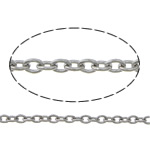 Rustfrit stål Oval Chain, Stainless Steel, oval kæde, oprindelige farve, 1.50x1x0.30mm, Længde 100 m, Solgt af Lot