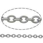 Stainless Steel Oval Chain, original color, 2.50x2x0.50mm, Length:100 m, Sold By Lot