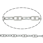 Stainless Steel Soldered Chain, mariner chain, original color, 6x3x0.50mm, Length:100 m, Sold By Lot