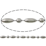 Rostfritt stål Ball Chain, ROSTFRITT STÅL, kulkedja, ursprungliga färgen, 4.5x2.5mm, 2.5mm, Längd 100 m, Säljs av Lot