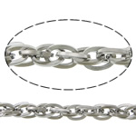 Rustfrit stål Rope Chain, Stainless Steel, reb kæde, oprindelige farve, 9x6.50x1.20mm, Længde 100 m, Solgt af Lot