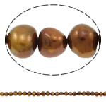 Barocco coltivate in acqua dolce Perla, perla d'acquadolce coltivata naturalmente, color caffè, 7-8mm, Foro:Appross. 0.8mm, Venduto per 14.5 pollice filo