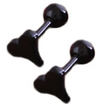 Stainless Steel Ear Piercing Jewelry, 316L Stainless Steel, Heart, black ionic, 6x12mm, 10Pairs/Lot, Sold By Lot