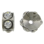Stainless Steel Spacer Beads Rondelle with rhinestone original color Approx 0.8mm Sold By Bag