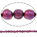 Perles nacres pommes de terre de culture d'eau douce, perle d'eau douce cultivée, pomme de terre, naturel, violet, grade A, 10-12mm, Trou:Environ 0.8mm, Vendu par 15 pouce brin