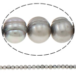 Potatis odlad sötvattenspärla pärlor, Freshwater Pearl, grå, Grade A, 8-9mm, Hål:Ca 0.8mm, Såld Per Ca 14 inch Strand