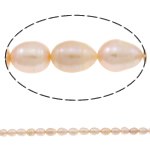 Perlas Arroz Freshwater, Perlas cultivadas de agua dulce, natural, Rosado, Grado A, 9-10mm, agujero:aproximado 0.8mm, Vendido para 14.5 Inch Sarta
