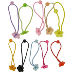caoutchouc accessoires de cheveux pour enfants, avec plastique, fleur, élastique, couleurs mélangées, 90x18mm, 500Strandstoron/lot, Vendu par lot