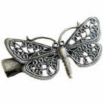 Alligator Hair Clip Brass with Zinc Alloy Butterfly antique bronze color plated nickel lead & cadmium free Sold By Lot