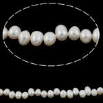 Perles nacres baroques de culture d'eau douce , perle d'eau douce cultivée, haut percé, blanc, grade A, 7-8mm, Trou:Environ 0.8mm, Vendu par 14 pouce brin