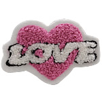Iron on Patches, Cloth, Heart, pink, 80x50mm, 50PCs/Bag, Sold By Bag