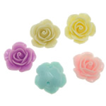Harz Schmuckperlen, Blume, gemischte Farben, 21x21x13mm, Bohrung:ca. 2mm, 500PCs/Tasche, verkauft von Tasche
