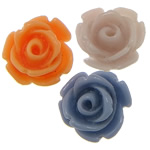 Grânulos de jóias de resina, Flor, cores misturadas, 11x11x8mm, Buraco:Aprox 2mm, 500PCs/Bag, vendido por Bag