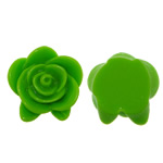 Resin, Flower, flat back, green, 21x22x8mm, 500PCs/Bag, Sold By Bag