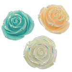 Resin Jewelry Beads, Flower, colorful plated, mixed colors, 35x35x7mm, Hole:Approx 2mm, 500PCs/Bag, Sold By Bag