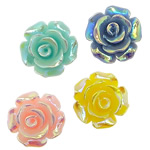Harpiks smykker Perler, Resin, Flower, farverig forgyldt, blandede farver, 13x13x7mm, Hole:Ca. 1.2mm, 500pc'er/Bag, Solgt af Bag