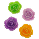 Harz Schmuckperlen, Blume, buntes Pulver, gemischte Farben, 14x14x8mm, Bohrung:ca. 2.2mm, 500PCs/Tasche, verkauft von Tasche