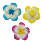 Polymer Ton Perlen , Blume, gemischte Farben, 26x26x8mm, Bohrung:ca. 2mm, 500PCs/Tasche, verkauft von Tasche