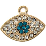 Tibetan Style Rhinestone Pendants, Horse Eye, rose gold color plated, with rhinestone, nickel, lead & cadmium free, 20x17x2mm, Hole:Approx 2mm, 100PCs/Lot, Sold By Lot