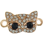 Animal Zinc Alloy Connector Cat rose gold color plated with rhinestone & 1/1 loop nickel lead & cadmium free Approx 2mm Sold By Lot