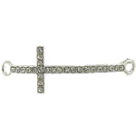 Cross Zinc Alloy Connector silver color plated with rhinestone & 1/1 loop nickel lead & cadmium free Approx 2mm Sold By Lot
