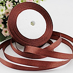 Satin Ribbon, red coffee color, 10mm, 30PCs/Lot, Sold By Lot