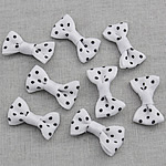 Iron on Patches, Cloth, Bowknot, with round spot pattern, white, 28-30x18mm, 200PCs/Bag, Sold By Bag