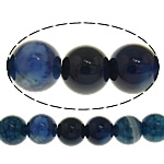 Perles agate veines de dragon naturelles, Rond, couleur bleu foncé, 6mm, Trou:Environ 1mm, Longueur:Environ 15 pouce, 20Strandstoron/lot, Environ 65PC/brin, Vendu par lot