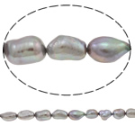 Barock kultivierten Süßwassersee Perlen, Natürliche kultivierte Süßwasserperlen, grau, 10-11mm, Bohrung:ca. 0.8mm, verkauft per ca. 14.5 ZollInch Strang