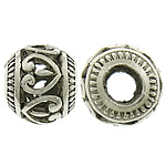 Tibetan Style Hollow Beads, Drum, antique silver color plated, large hole, nickel, lead & cadmium free, 13x14mm, Hole:Approx 5.5mm, 200PCs/Lot, Sold By Lot