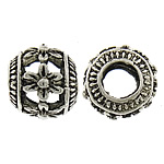 Tibetan Style Hollow Beads, Drum, antique silver color plated, large hole, nickel, lead & cadmium free, 9x11mm, Hole:Approx 5mm, 200PCs/Lot, Sold By Lot