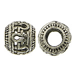 Tibetan Style Hollow Beads, Drum, antique silver color plated, large hole, nickel, lead & cadmium free, 7x8mm, Hole:Approx 3.5mm, 300PCs/Lot, Sold By Lot