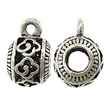 Tibetan Style Bail Beads, Drum, antique silver color plated, hollow, nickel, lead & cadmium free, 9x15x11mm, Hole:Approx 2mm, 4.5mm, 200PCs/Lot, Sold By Lot