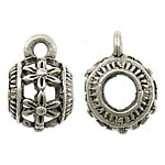 Tibetan Style Bail Beads, Drum, antique silver color plated, hollow, nickel, lead & cadmium free, 7x12x8mm, Hole:Approx 2mm, 3.5mm, 300PCs/Lot, Sold By Lot