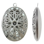 Brass Pendant Findings, Oval, platinum color plated, hollow, nickel, lead & cadmium free, 26x39x10mm, Hole:Approx 2mm, Inner Diameter:Approx 3.5mm,18x27mm, 30PCs/Bag, Sold By Bag