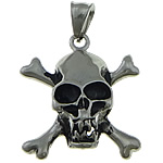 Stainless Steel Skull Pendants, 316 Stainless Steel, Halloween Jewelry Gift & blacken, 30x32x9mm, Hole:Approx 5x7mm, 10PCs/Lot, Sold By Lot