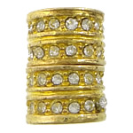 Cierre Magnético de Aleación de Zinc, Columna, chapado en color dorado, con diamantes de imitación, libre de níquel, plomo & cadmio, 10x14mm, agujero:aproximado 7mm, 50PCs/Grupo, Vendido por Grupo