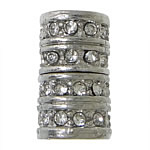 Tibetan Style Magnetic Clasp, Column, platinum color plated, with rhinestone, nickel, lead & cadmium free, 8x14mm, Hole:Approx 5mm, 100PCs/Lot, Sold By Lot