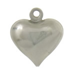 Stainless Steel Heart Pendants, original color, 12x13mm, Hole:Approx 1mm, 500PCs/Lot, Sold By Lot