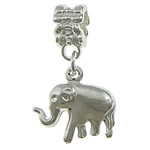 European Style Tibetan Style Dangle Beads, Elephant, platinum color plated, without troll, nickel, lead & cadmium free, 15x15x5mm, 26mm, Hole:Approx 4.5mm, 200PCs/Lot, Sold By Lot