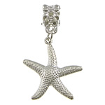 European Style Zinc Alloy Dangle Beads Starfish silver color plated without troll nickel lead & cadmium free 33mm Approx 4.5mm Sold By Lot