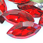 Crystal Cabochons, Horse Eye, silver color plated, rivoli back & faceted, red, 7x15mm, 288PCs/Bag, Sold By Bag