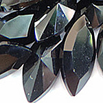 Cabochon di cristallo, Occhio di cavallo, placcato color argento, estremità & sfaccettati, nero lucido, 13x27mm, 96PC/borsa, Venduto da borsa