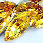 Cabochões de cristal, Olho de cavalo, cromado de cor prateada, Rivoli volta & facetada, amarelo ouro, 9x18mm, 216PCs/Bag, vendido por Bag